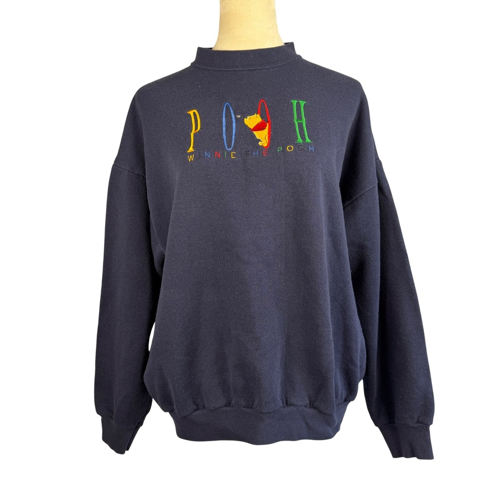 Vintage Disney Winnie the Pooh Sweatshirt XL Navy‎ Blue Brazos Sportswear USA